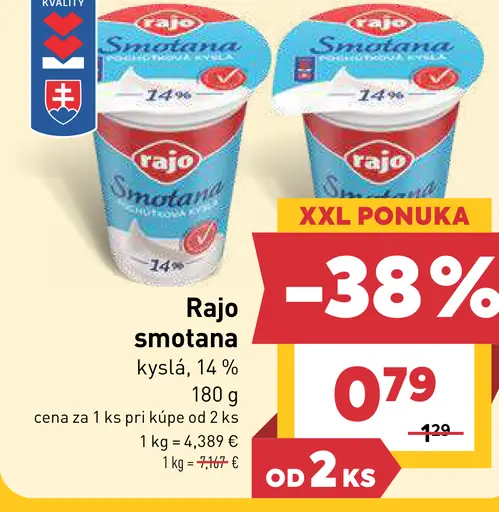 Rajo smotana kyslá 14%