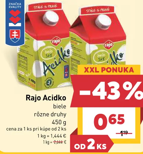 Rajo Acidko biele rôzne druhy