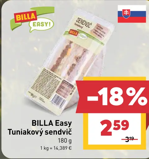 BILLA Easy tuniakový sendvič