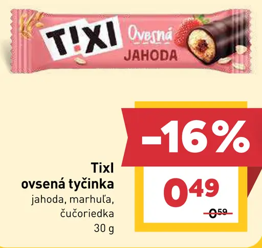 Tixi ovsená tyčinka – jahoda, marhuľa, čučoriedka