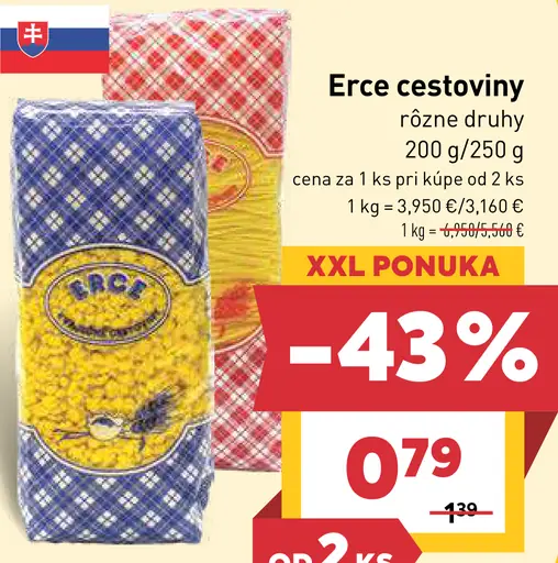 Erce cestoviny rôzne druhy