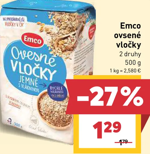 Emco ovsené vločky dva druhy