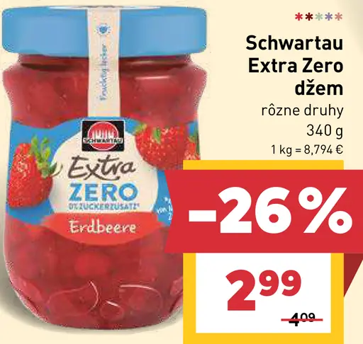 Schwartau Extra Zero džem rôzne druhy