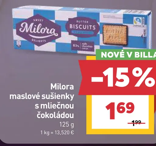 Milora maslové sušienky s mliečnou čokoládou