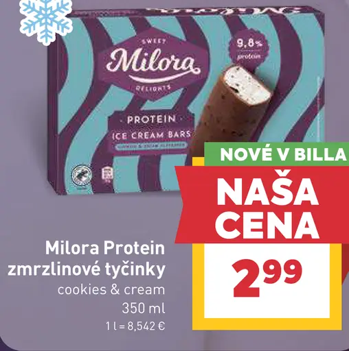 Milora Protein zmrzlinové tyčinky cookies & cream