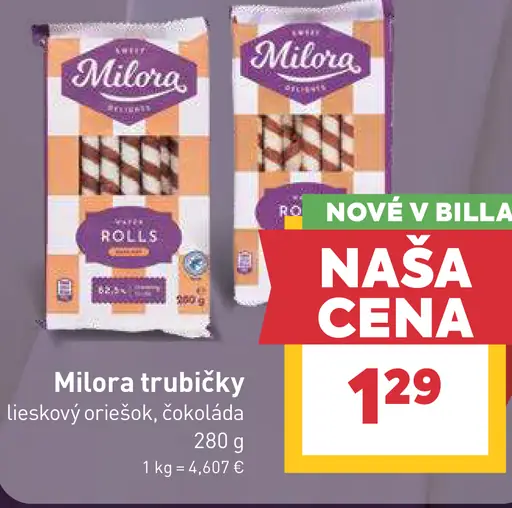 Milora trubičky, lieskový oriešok a čokoláda