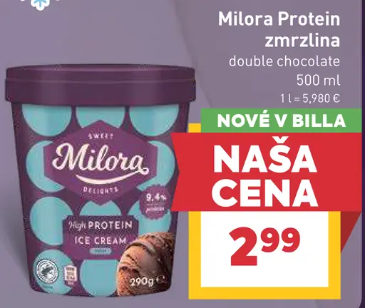 Milora Protein zmrzlina, double chocolate