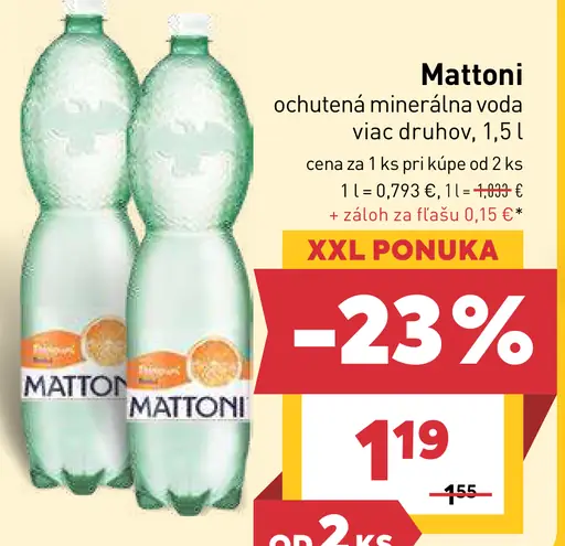 Mattoni ochutená minerálna voda viac druhov