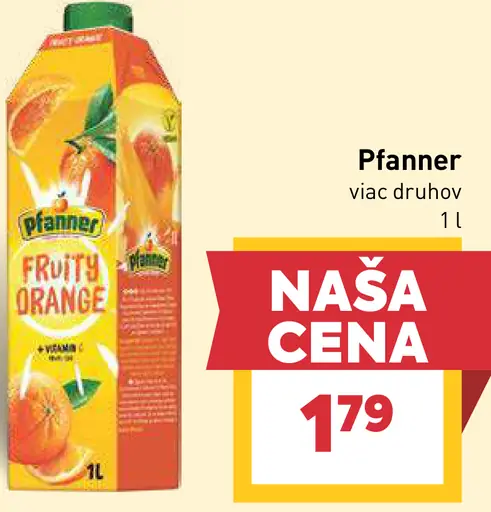 Pfanner ovocný nápoj viac druhov
