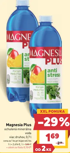 Magnesia Plus ochutená minerálna voda, mango medovka