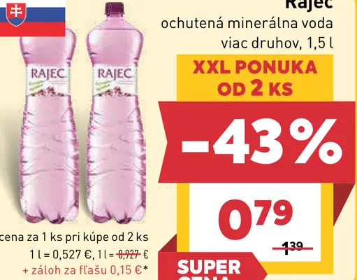 Rajec ochutená minerálna voda, viac druhov