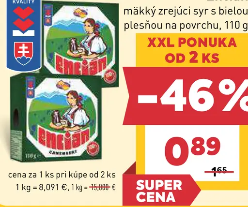 Encián mäkký zrejúci syr s bielou plesňou na povrchu