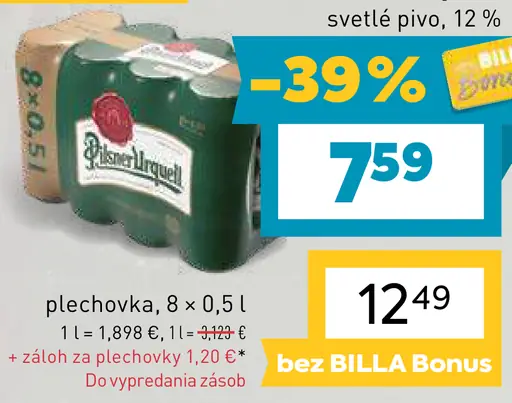 Pilsner Urquell svetlé pivo