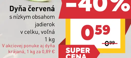 Červená dyňa s nízkym obsahom jadierok