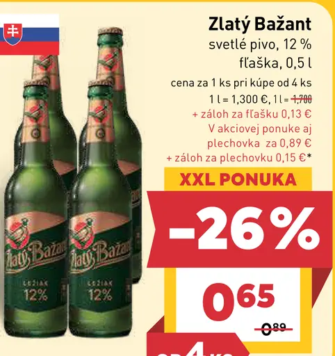 Zlatý Bažant 12% pivo fľaša