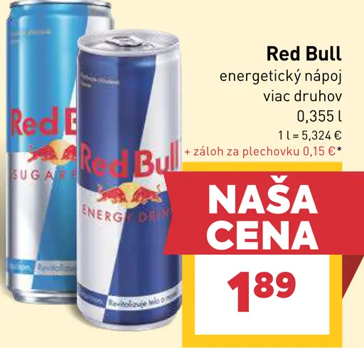 Red Bull plechovka energetický nápoj rôzne druhy