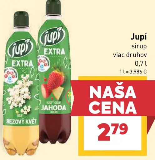 Jupí sirup rôzne druhy