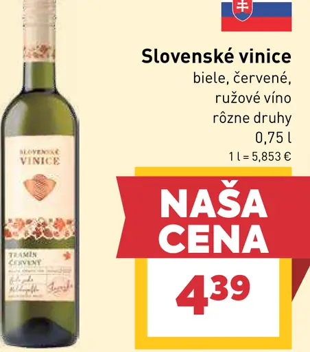 Slovenské Vinice biele, červené, ružové víno