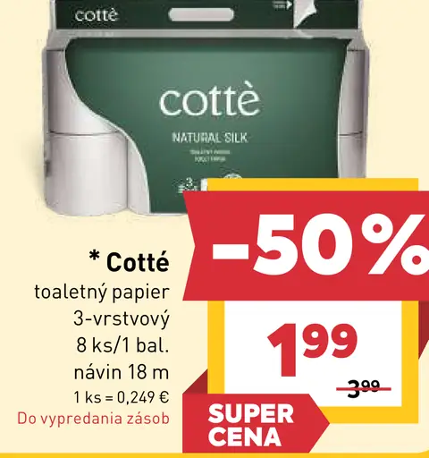 Cottè toaletný papier, 3-vrstvový, 8 ks