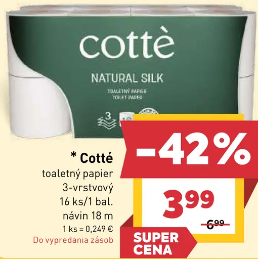 Cottè toaletný papier, 3-vrstvový, 16 ks