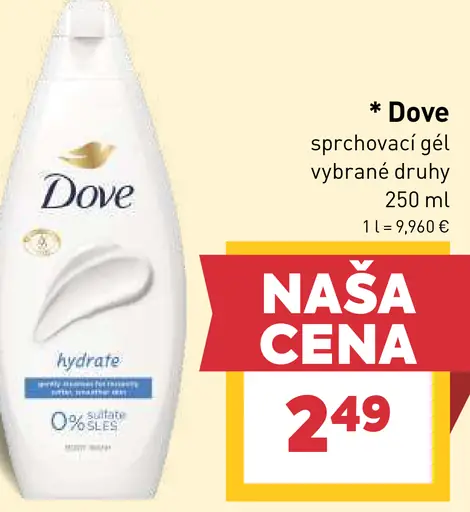 Dove hydratačný sprchovací gél – vybrané druhy
