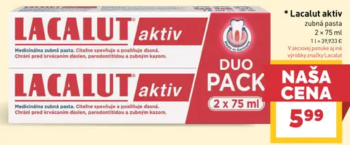 Lacalut Aktiv Duo Pack medicinálna zubná pasta 2 x