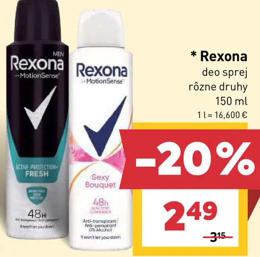 Rexona MotionSense deo sprej – rôzne druhy