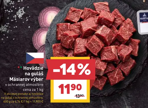 Hovädzie na guláš Mäsiarov výber, vákuovo balené
