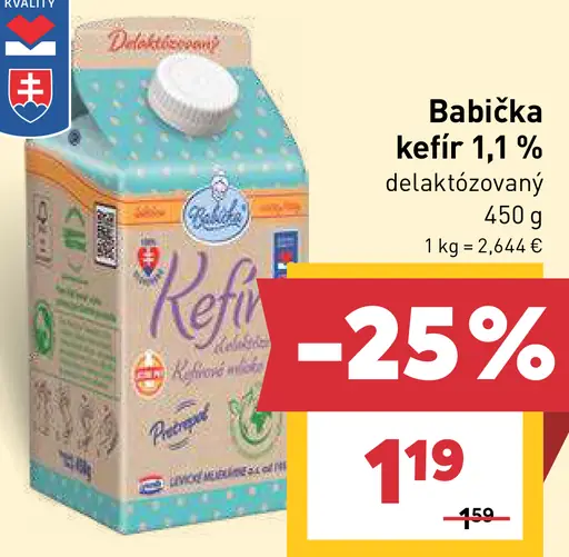 Babička kefír 1,1 %, bezlaktózový