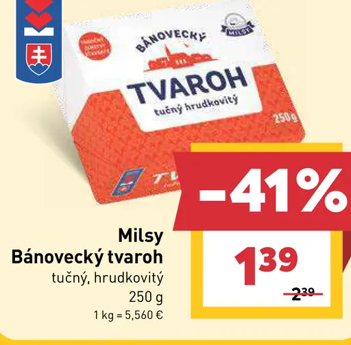 Milsy Bánovecký tvaroh tučný hrudkovitý