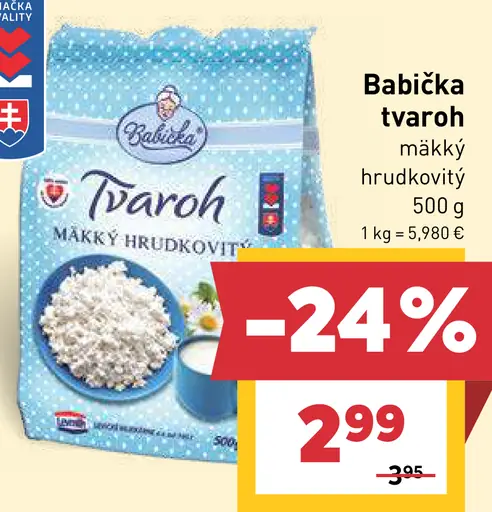 Babička mäkký hrudkovitý tvaroh