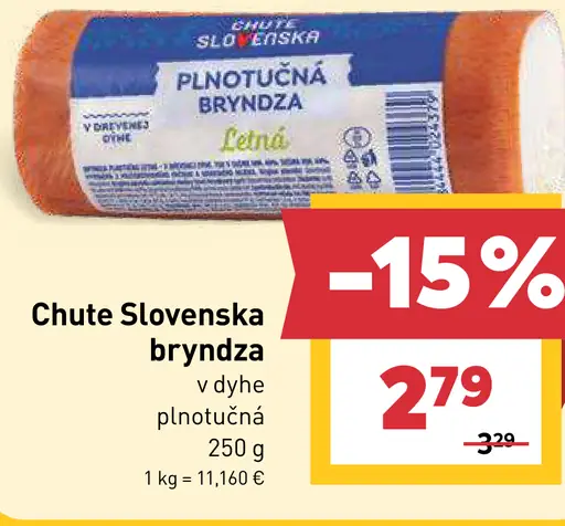 Chute Slovenska bryndza plnotučná v dyhe