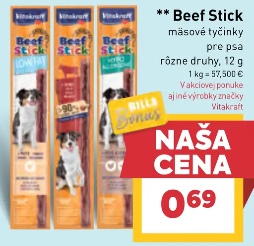 Beef Stick mäsové tyčinky pre psa rôzne druhy