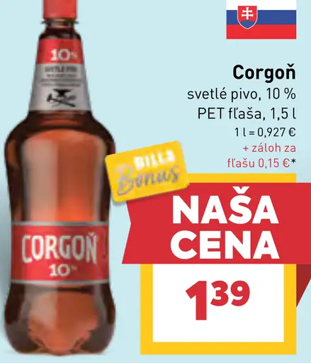 Corgoň 10 % svetlé výčapné pivo