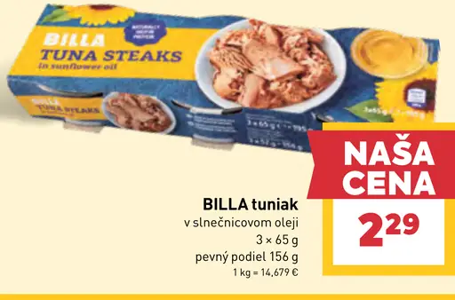 BILLA tuniak v slnečnicovom oleji