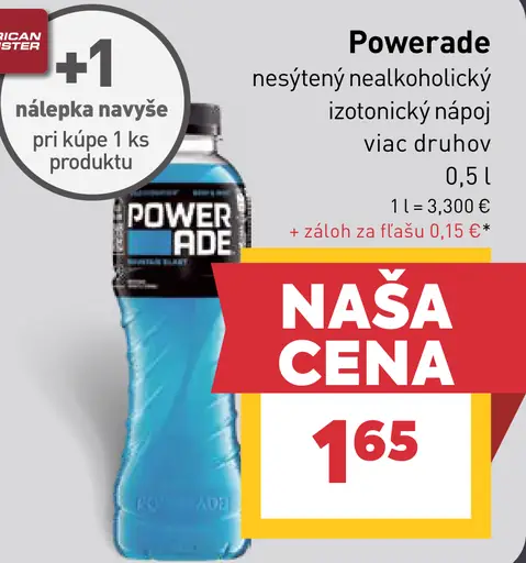 Powerade nesýtený nealkoholický izotonický športový nápoj viac druhov