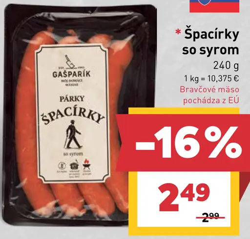 Gašparík Špacirky so syrom