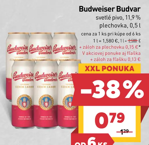 Budweiser Budvar svetlé pivo plechovka