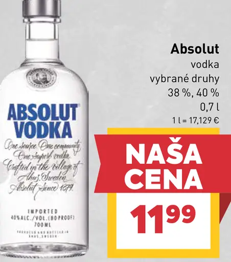 Absolut vodka 40 %