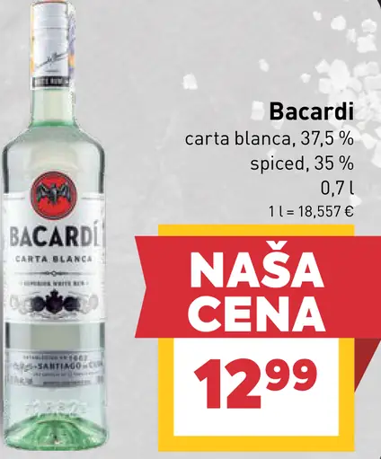 Bacardi Carta Blanca a Bacardi Spiced