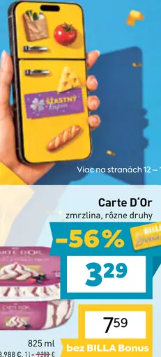 Carte d’Or zmrzlina rôzne druhy