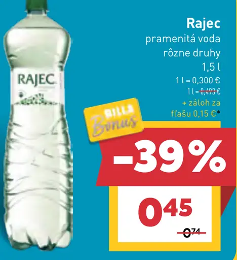 Pramenitá voda ochutená rôzne druhy Rajec
