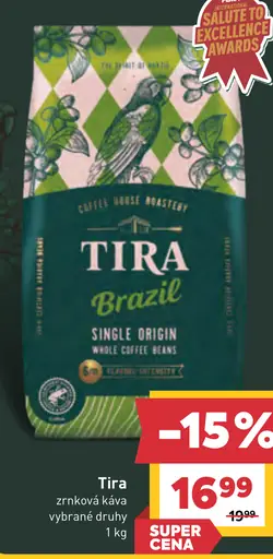 Tira zrnková káva, vybrané druhy