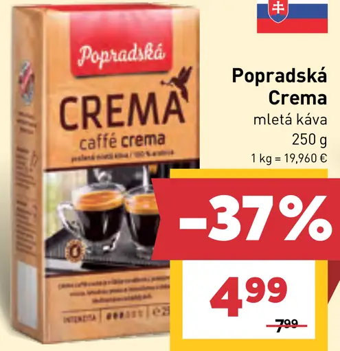 Popradská CREMA mletá káva