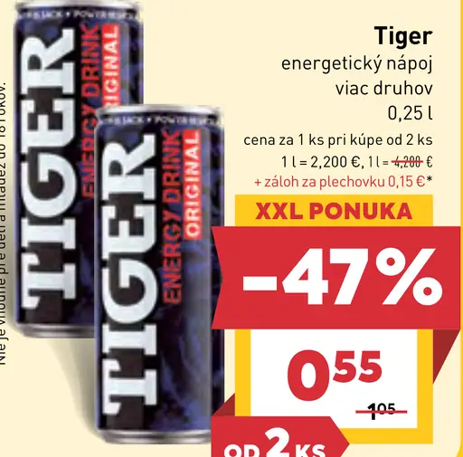 Tiger energetický nápoj rôzne druhy plechovka