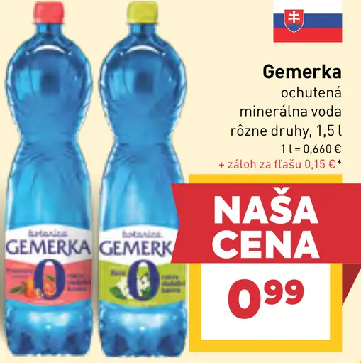 Gemerka minerálna voda rôzne druhy