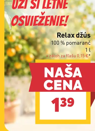 Relax 100% pomarančový džús