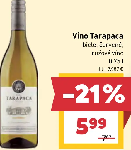 Tarapaca biele, červené, ružové víno