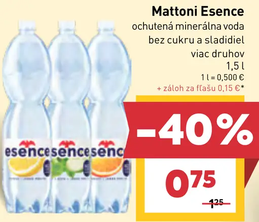 Mattoni esence ochutená minerálna voda bez cukru a sladidiel
