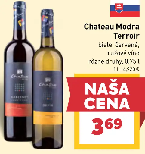 Chateau Modra Terroir víno biele, červené, ružové rôzne druhy